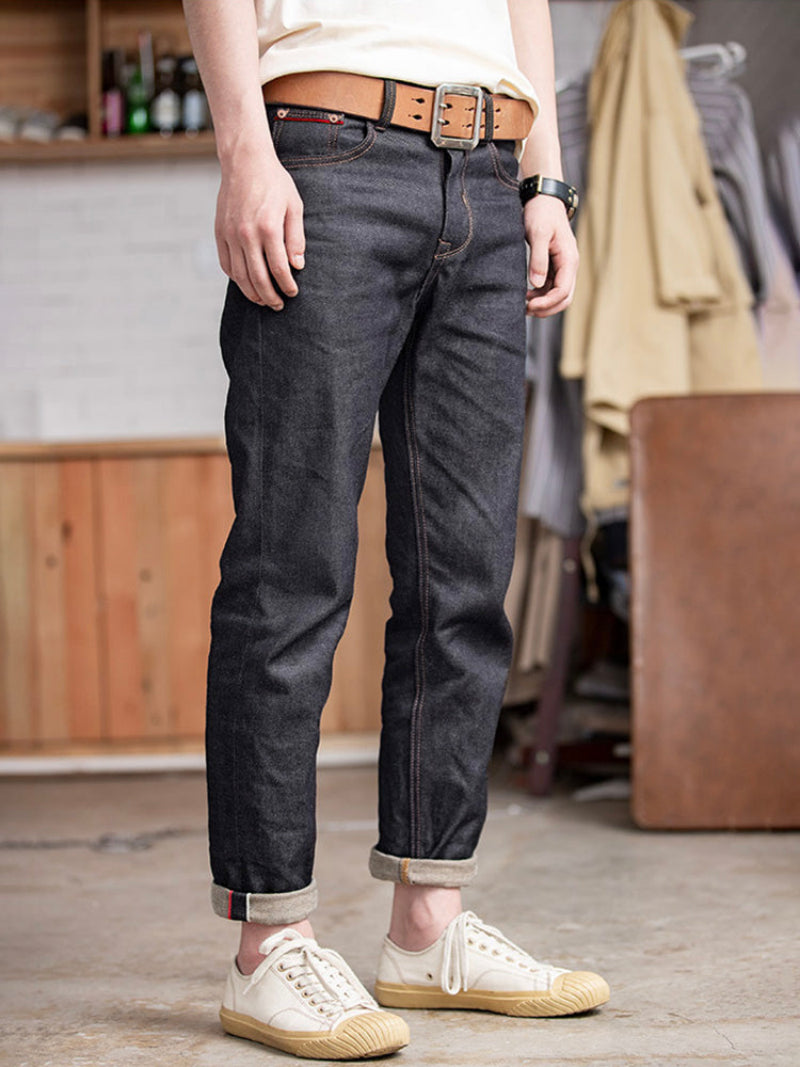 Men's American Retro Style Raw Denim Jeans