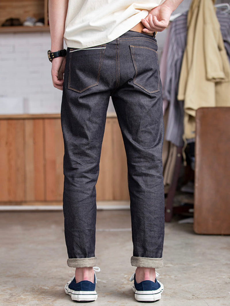 Men's American Retro Style Raw Denim Jeans