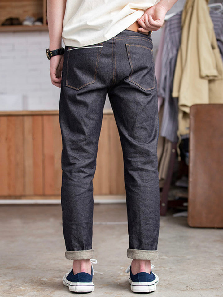 Men's American Retro Style Raw Denim Jeans