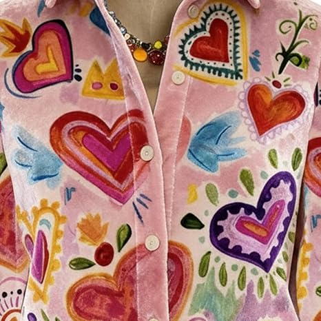 AMBER PAINTED HEART VELVET BLOUSE