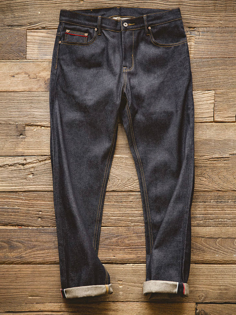 Men's American Retro Style Raw Denim Jeans