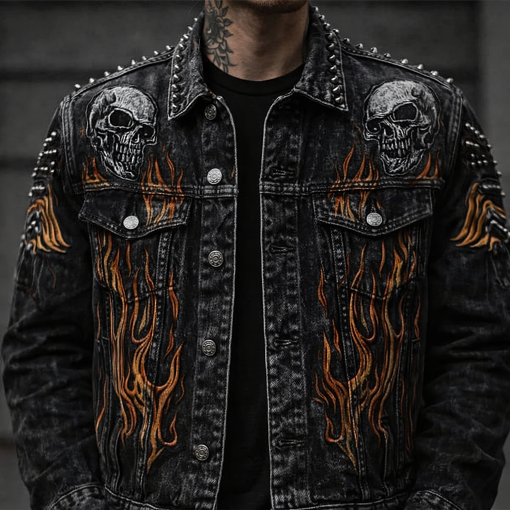 INFERNO™ SKULL EMBROIDERED DENIM JACKET