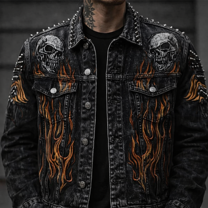 INFERNO™ SKULL EMBROIDERED DENIM JACKET