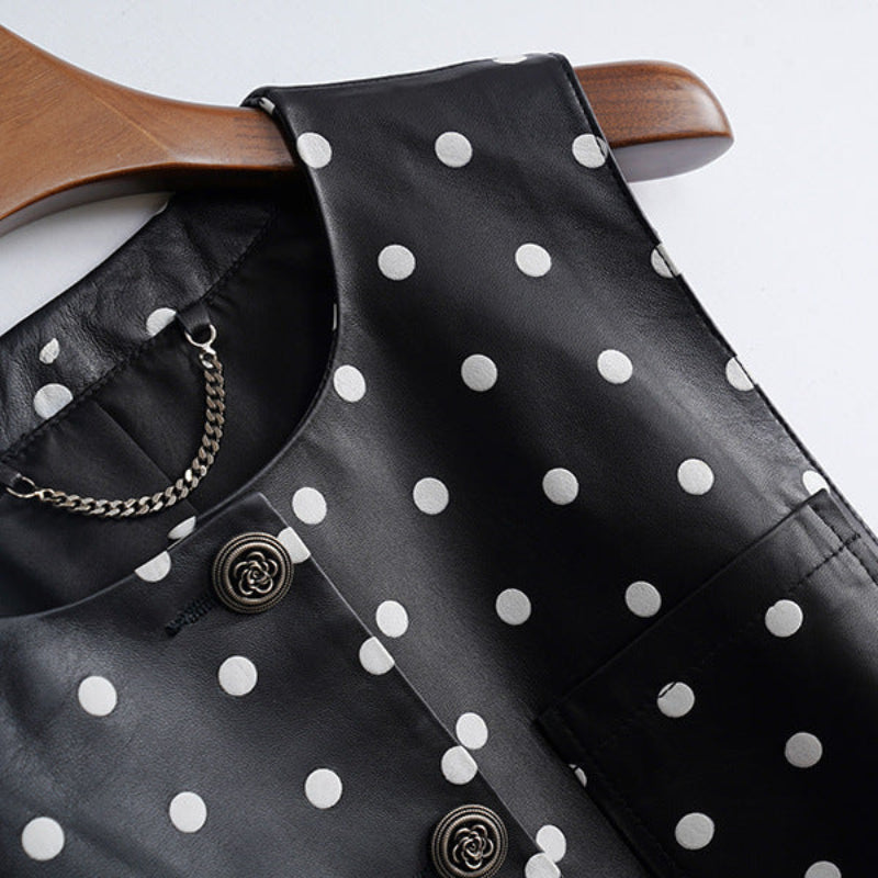 CÉLINE™ GENUINE LEATHER MINI DRESS