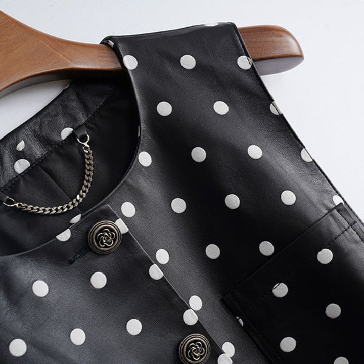 CÉLINE™ GENUINE LEATHER MINI DRESS