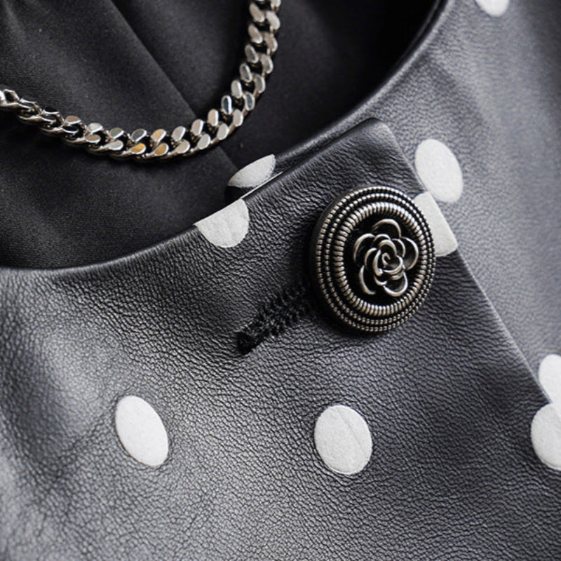 CÉLINE™ GENUINE LEATHER MINI DRESS