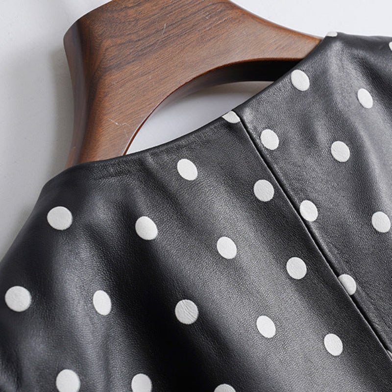 CÉLINE™ GENUINE LEATHER MINI DRESS