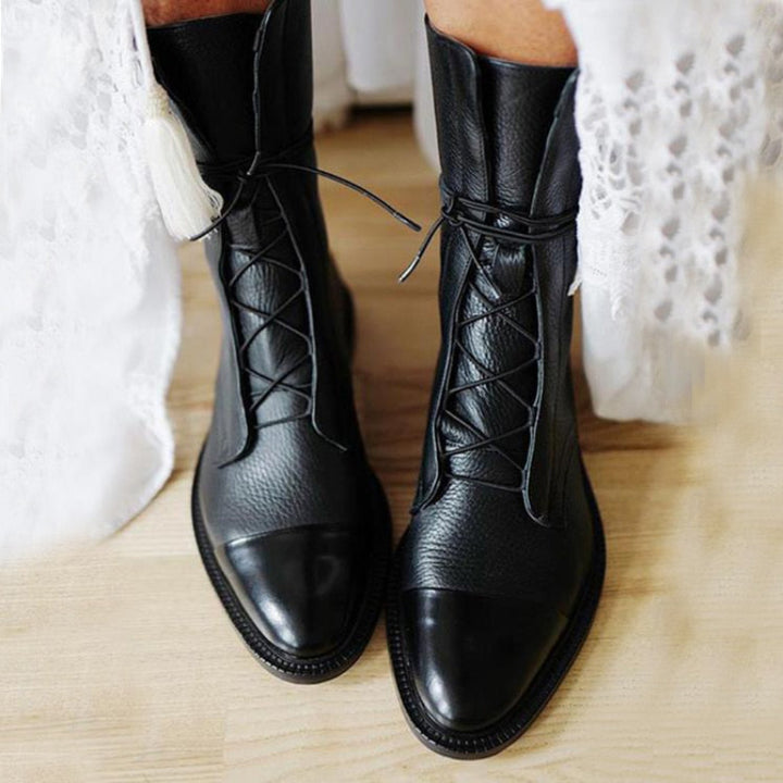ALENA | LEATHER LACE-UP BOOTS