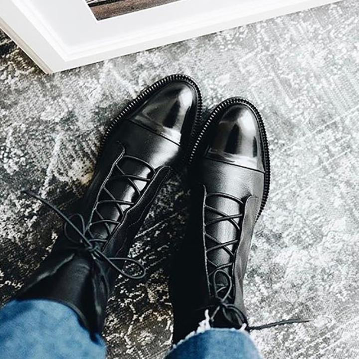 ALENA | LEATHER LACE-UP BOOTS