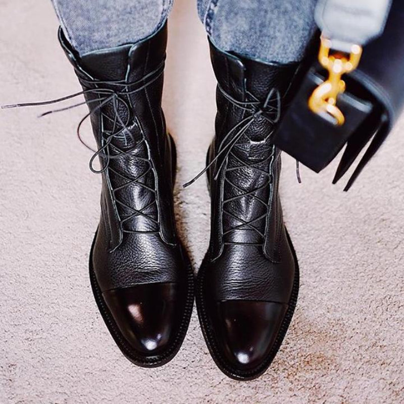 ALENA | LEATHER LACE-UP BOOTS