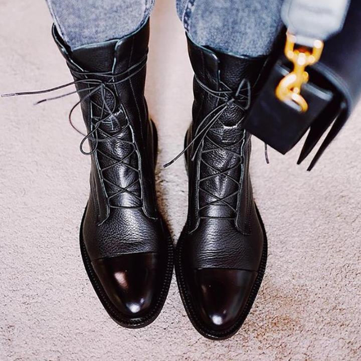 ALENA | LEATHER LACE-UP BOOTS