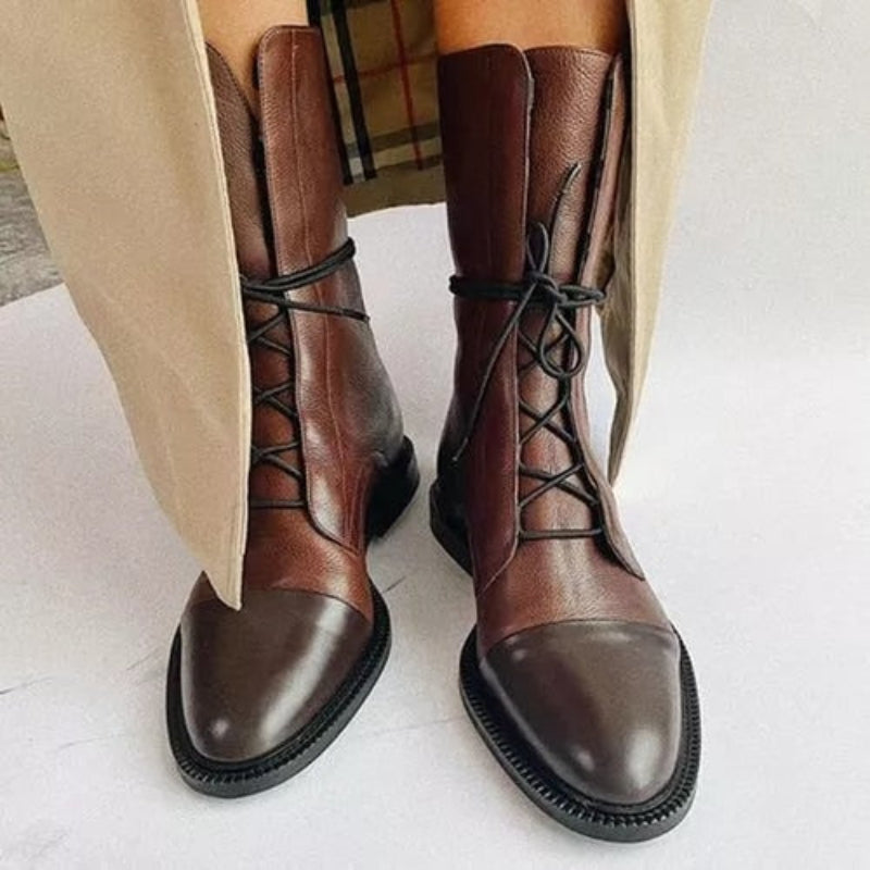 ALENA | LEATHER LACE-UP BOOTS