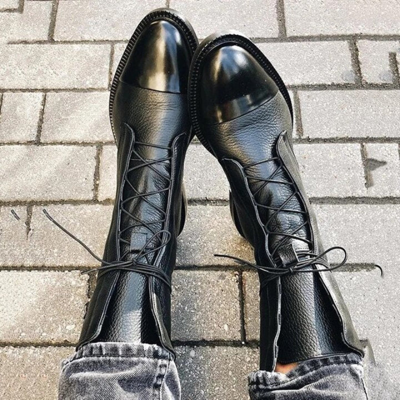 ALENA | LEATHER LACE-UP BOOTS