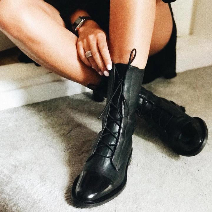 ALENA | LEATHER LACE-UP BOOTS