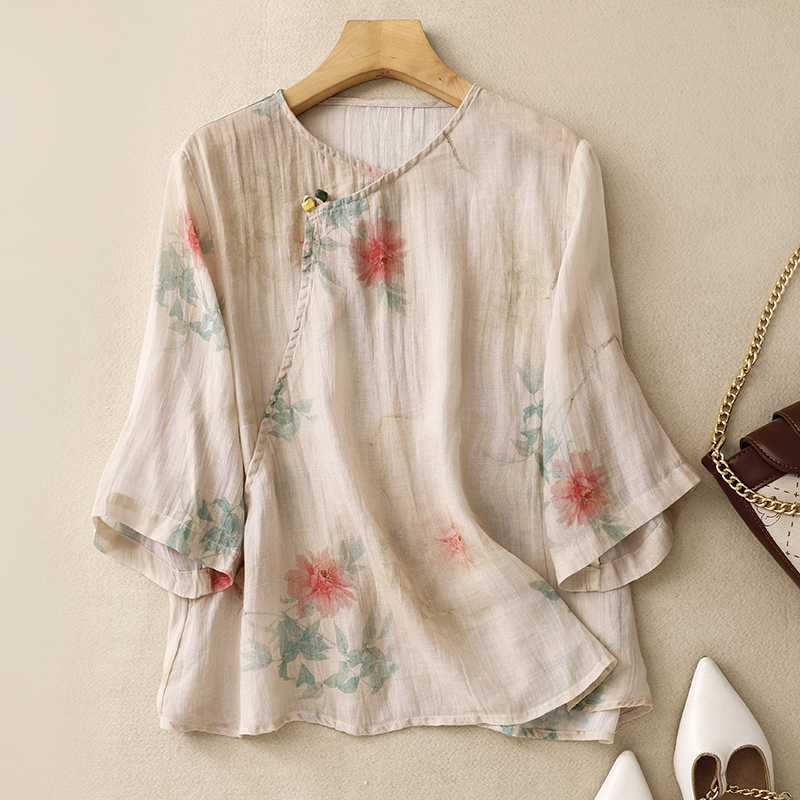 CORAL LINEN BLOUSE