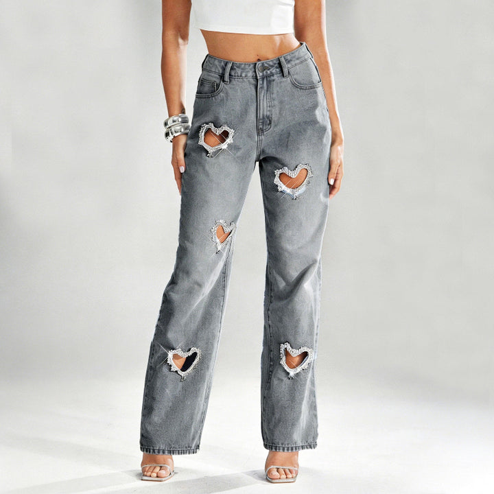 HEART CUT DENIM JEANS