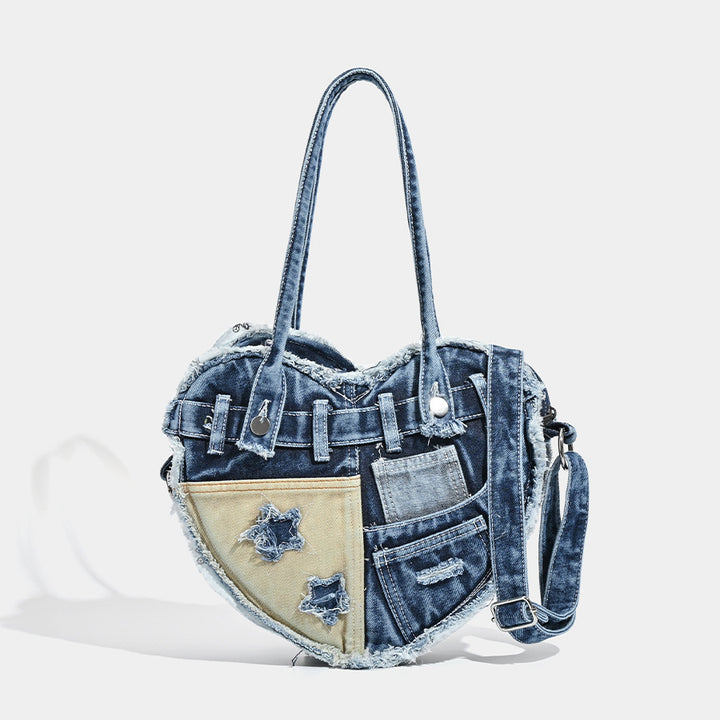 HEARTBREAK DENIM SHOULDER BAG