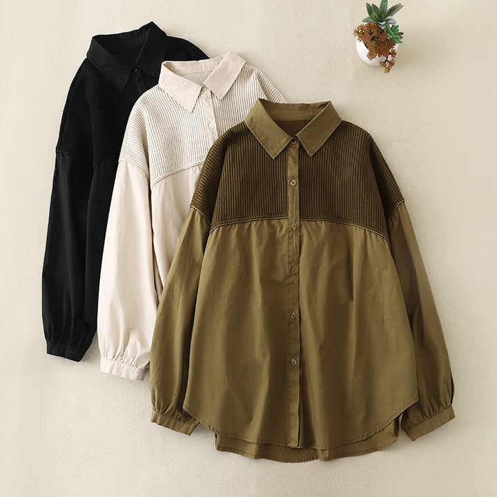 VALERIE KNIT PANEL SHIRT