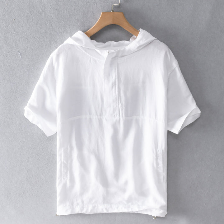 LINEN HOODED SHIRT