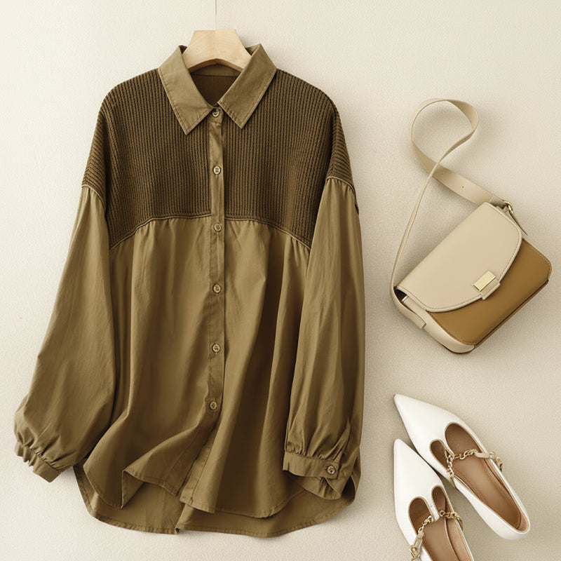 VALERIE KNIT PANEL SHIRT