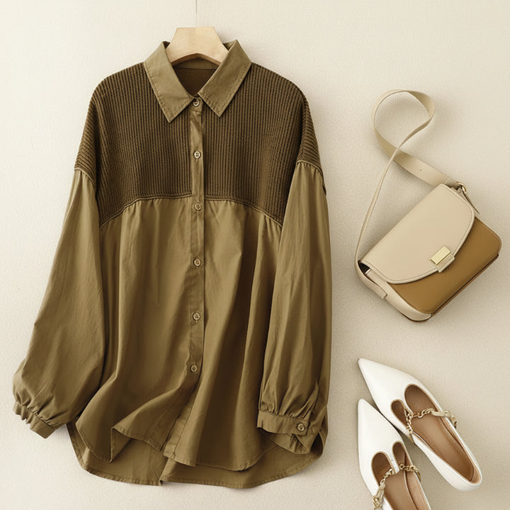 VALERIE KNIT PANEL SHIRT