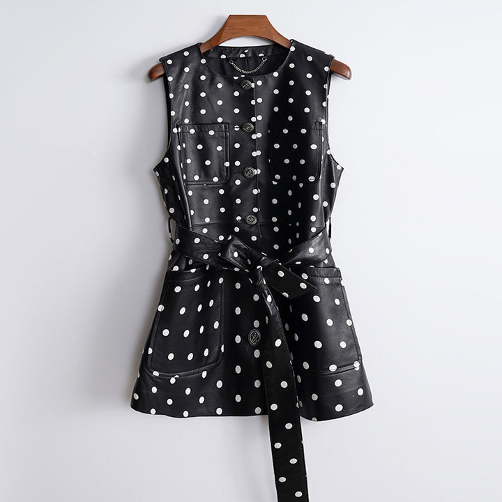 CÉLINE™ GENUINE LEATHER MINI DRESS