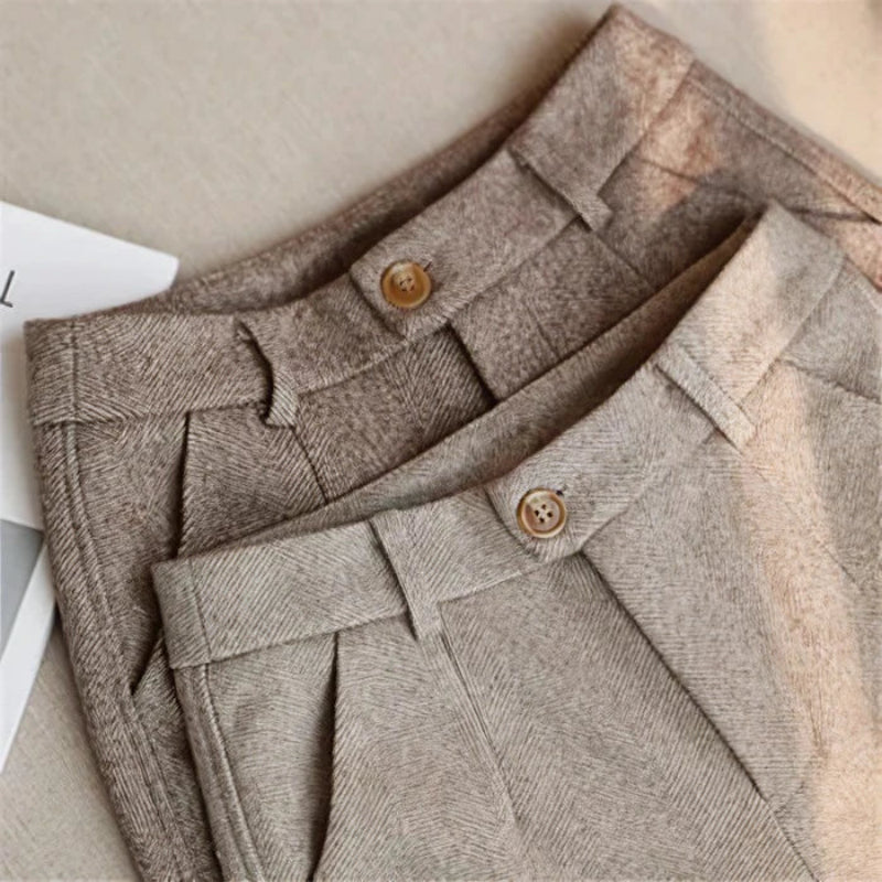 Elegant Pure Wool Tailored Trousers