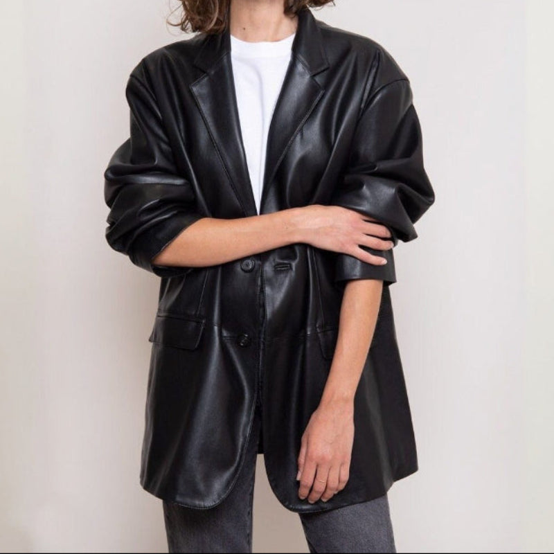 ELLA OVERSIZE LEATHER BLAZER