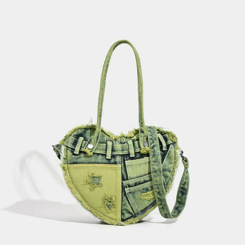 HEARTBREAK DENIM SHOULDER BAG