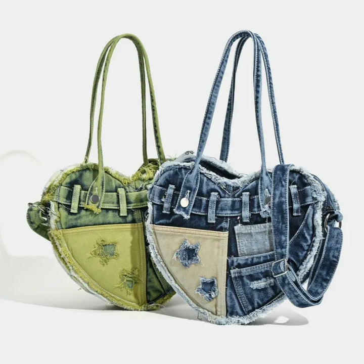 HEARTBREAK DENIM SHOULDER BAG