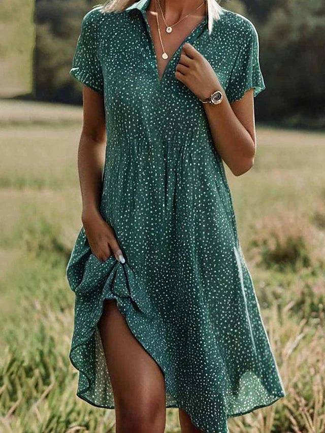 Kurzärmliges Hemdblusenkleid Für Damen | Midi