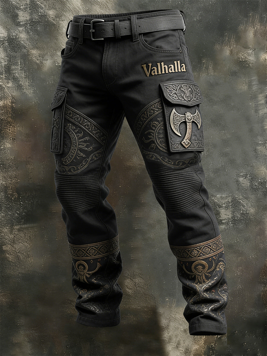 Valhalla-overaller i vikingastil herrbyxor
